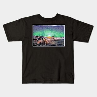 Aurora Camping Batik Crackle Kids T-Shirt